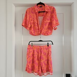 Dynamite Orange and Pink Two Peice Set Medium Top Large Bottoms